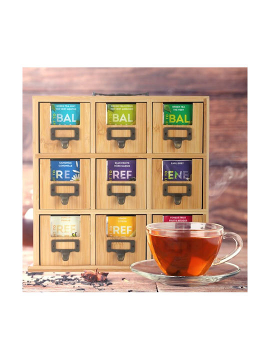 Relaxdays Caseta Pentru Ceai / Cafea Cu Capac Din Lemn Maro 29x11.5x30cm