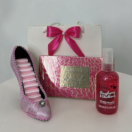 Giftday Pachet Paletă Machiaj Femei I Love Autobronzant Spray Corp 100ml Suport Bijuterii În Formă De Pantof O Trandafir Spumă În Pungă Cadou