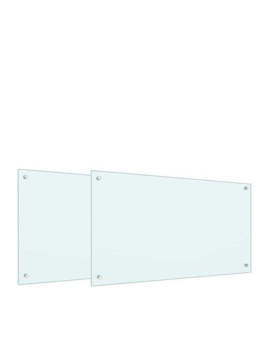 Kitchen Back Panel 2 Pcs White 90 x 50 cm Tempered Glass 3415420 White