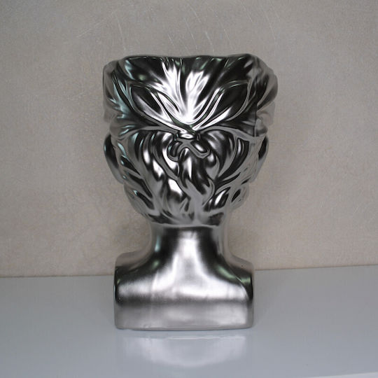 Velve Διακοσμητικό Βάζο Ασημένιο Ασημί 14x14xΥ25cm