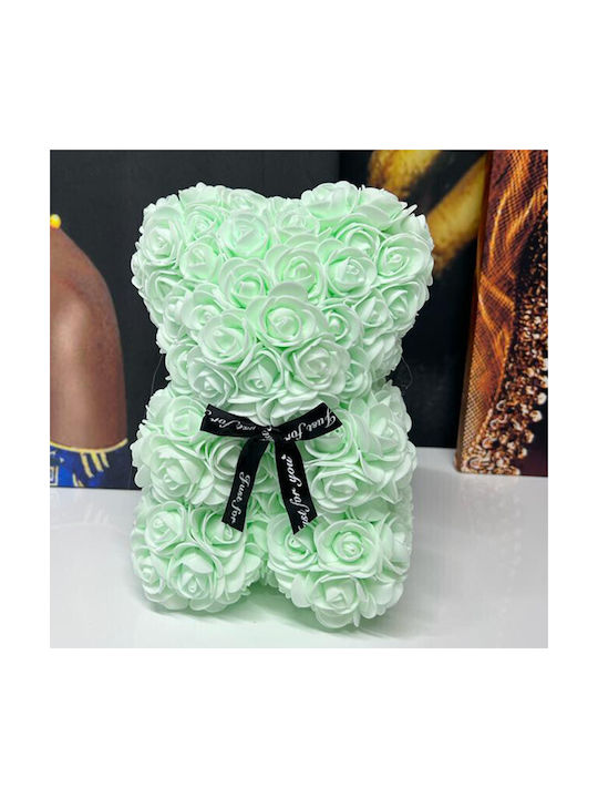 Floral Teddy Bear Foam Roses 25 Cm Hand-decorated Gift Box Light Green