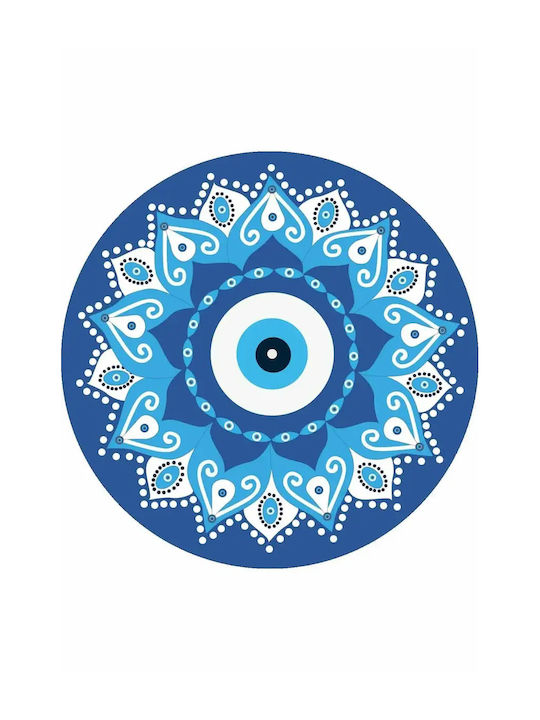 Round Bath Mat Blue Evil Eye Against Bad Energy 100cm