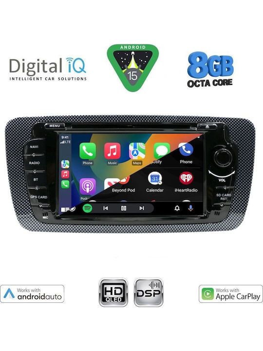 Digital IQ Auto-Audiosystem für Seat Ibiza 2008-2015 (Bluetooth/USB/AUX/WiFi/GPS/Apple-Carplay/Android-Auto) mit Touchscreen 7"
