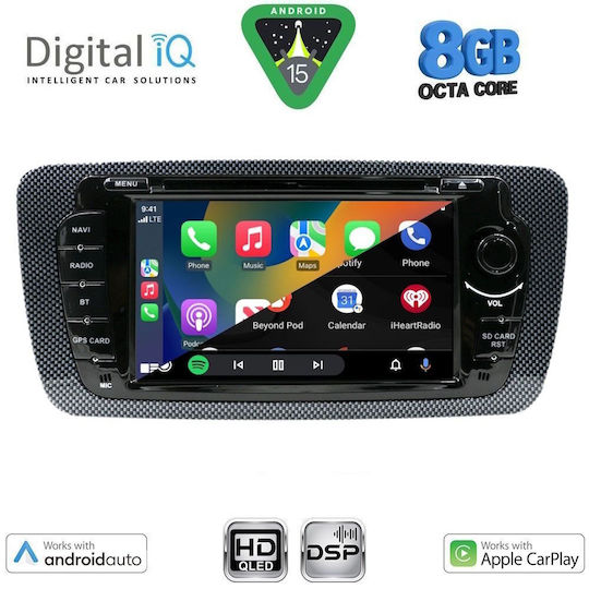Digital IQ Auto-Audiosystem für Seat Ibiza 2008-2015 (Bluetooth/USB/AUX/WiFi/GPS/Apple-Carplay/Android-Auto) mit Touchscreen 7"