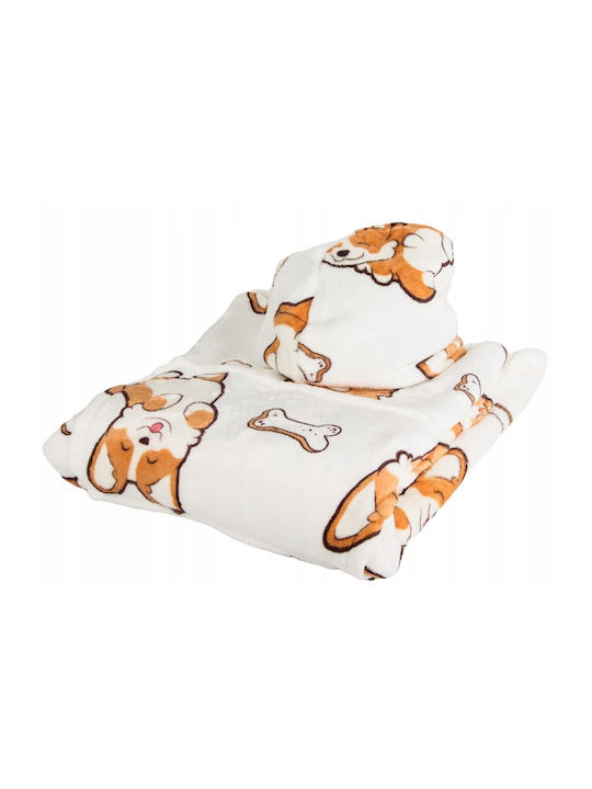 Κουβέρτα Fleece με Μανίκια 80x80εκ. Λευκή
