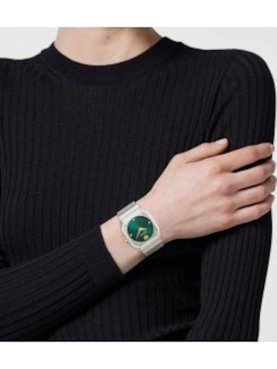 Versace Lady Γυναικείο Ρολόι Μπαταρίας με Ασημί Μεταλλικό Μπρασελέ