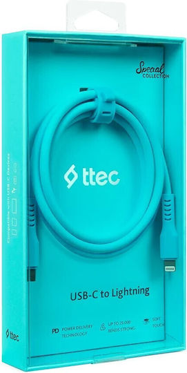 TTEC Редовна USB-C към Lightning кабел 60W Син 1.2м