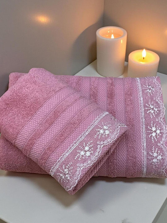 Linea Home Πετσέτα Προσώπου Dusty Pink 2τμχ Βάρους 500gr/m²