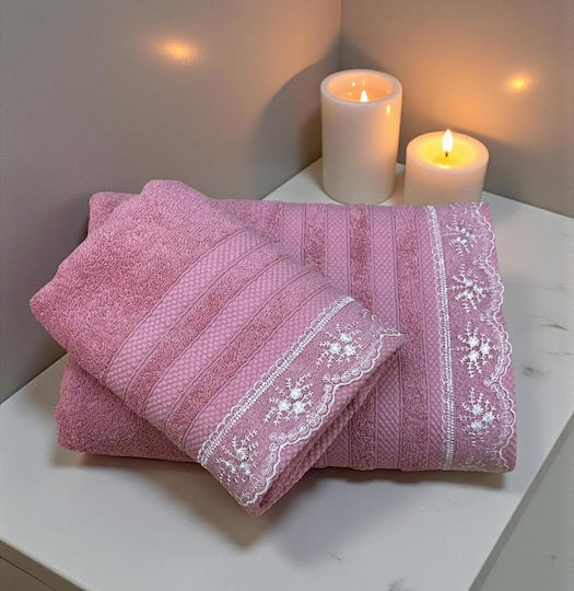 Linea Home Σετ Πετσέτες Μπάνιου 2τμχ Dusty Pink Βάρους 500gr/m²