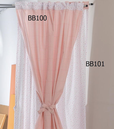 Palamaiki Curtain with Tab Top Bb100 Pink 170x270cm