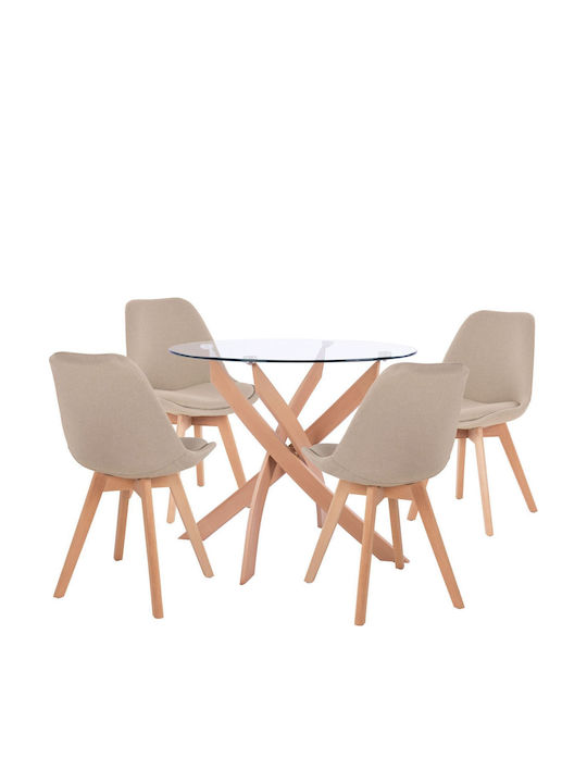 Dining Room VEGAS 5pcs Black / Natural 90x90cm