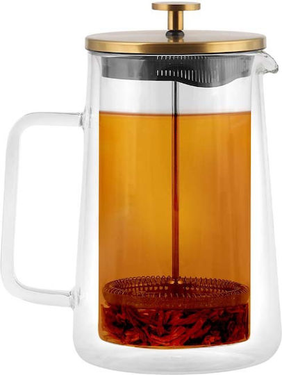 French Press Tea Coffee Vialli Design Diva Matte Gold 1 L