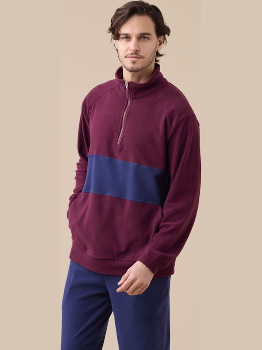 Noidinotte Men's Winter Pajamas Set Bordeaux