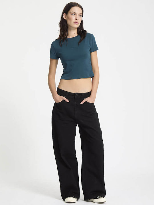 Χαμηλόμεσο Γυναικείο Jean Παντελόνι σε Baggy Γραμμή Black Combo