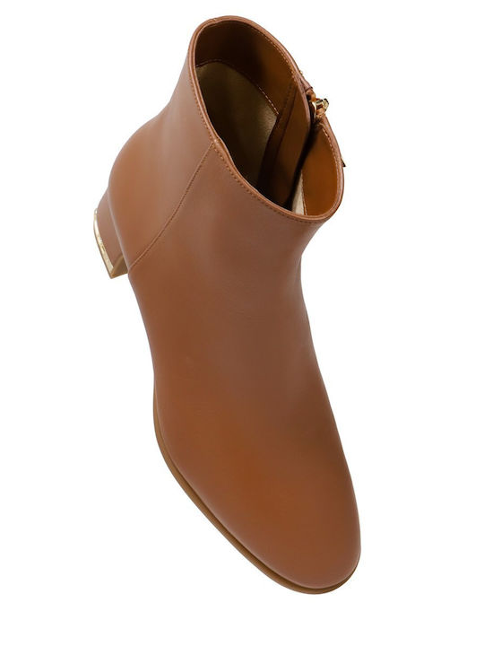 Leather Women's Ankle Boots Tabac Brown