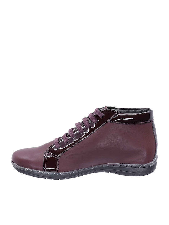 Stiefeletten Damen aus Lackleder Burgundisch