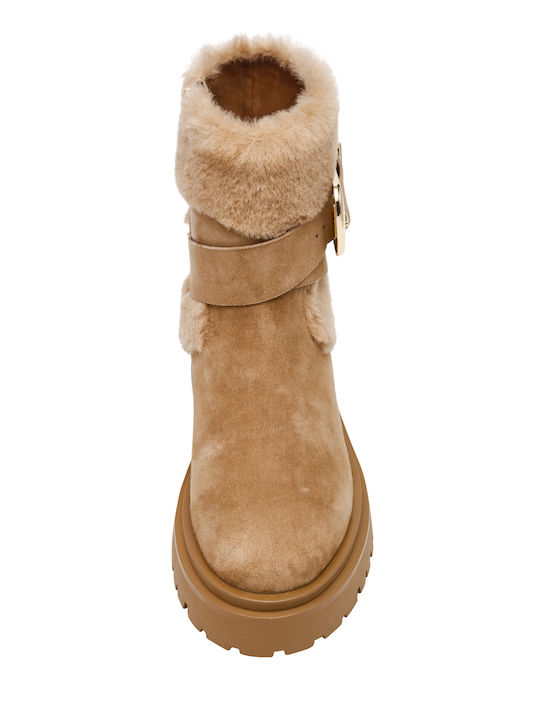 Wildleder Stiefeletten Damen Beige