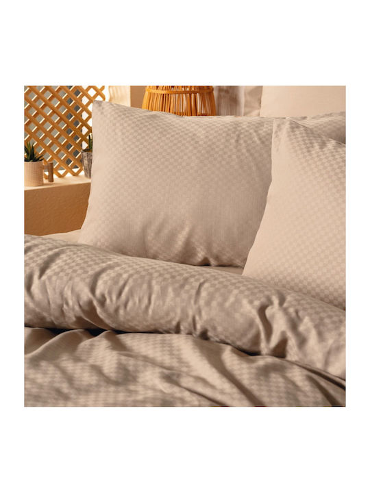 Cotton Box Duvet Cover Set Cotton Single with Pillowcase 160x220 Plaid Mink