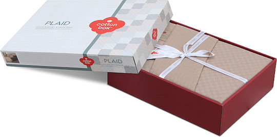 Cotton Box Σετ Παπλωματοθήκη Βαμβακερή Μονή με Μαξιλαροθήκη 160x220cm Plaid Mink