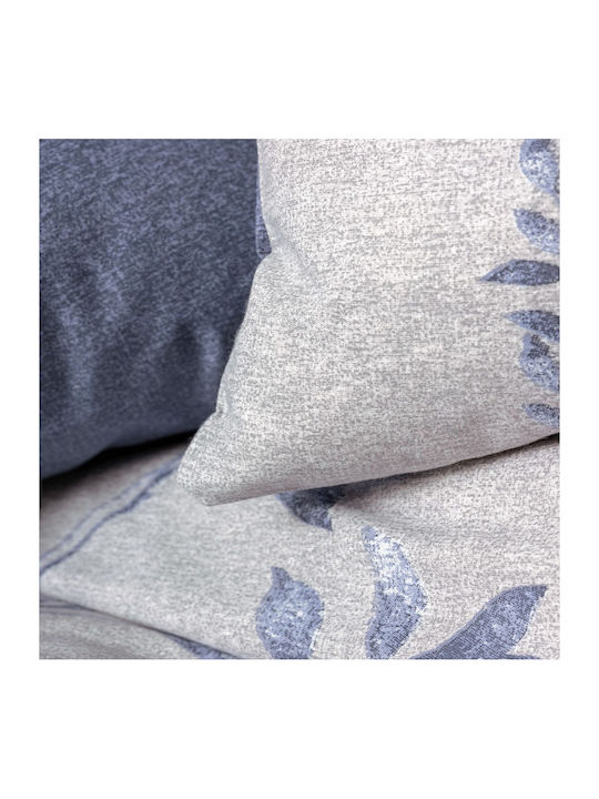 Cotton Box Duvet Cover Set Cotton Single with Pillowcase 160x220 Nitsa Dark Blue - Grey