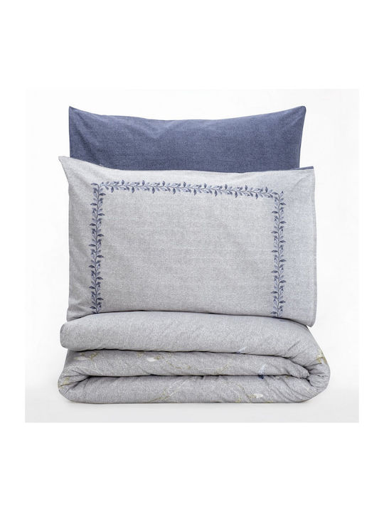 Cotton Box Duvet Cover Set Cotton Single with Pillowcase 160x220 Nitsa Dark Blue - Grey