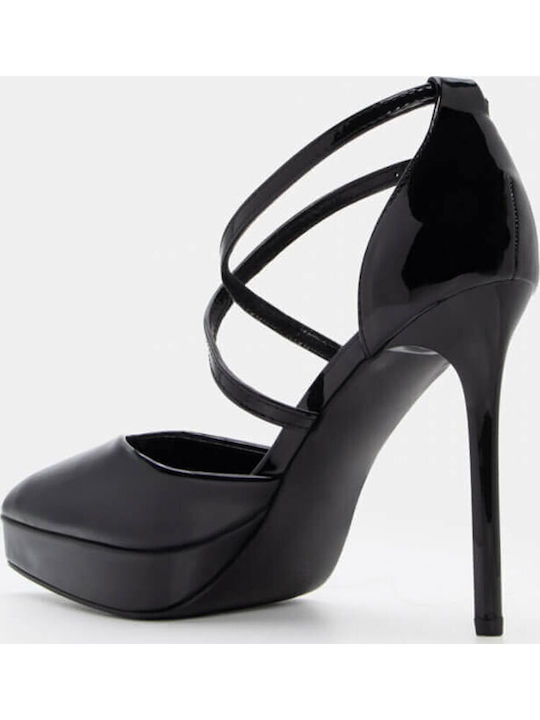 Patent Leather Black Heels with Strap