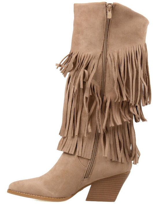 Suede Cowboy Boots Brown