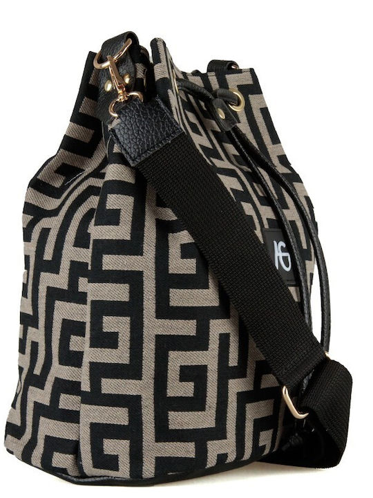 Stoff Damen Beutel Schulter Taupe Tasche-arg78446-tpblk