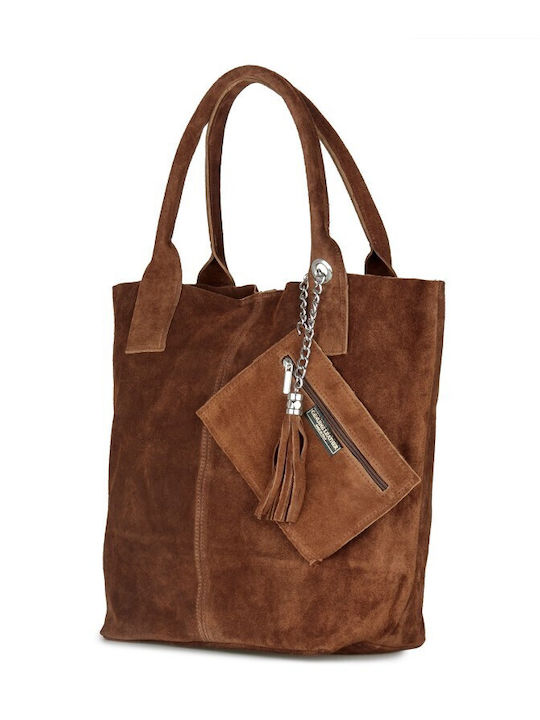 Women's Shoulder Bag Suede Brown bgset-09222-cml