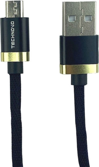 Technovo USB 2.0 Кабел USB-C Мъжки - USB-C Черен 1м Бързо Зареждане И Бърз Трансфер На Данни TN-D003