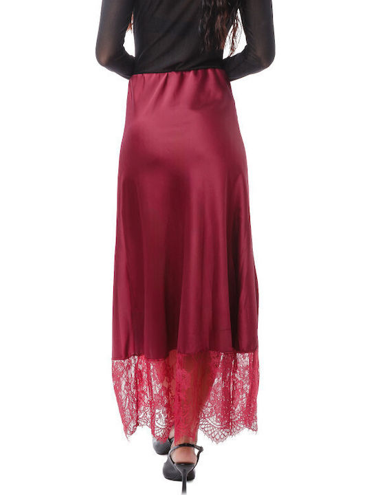 Satin Midi Fustă Burgundy