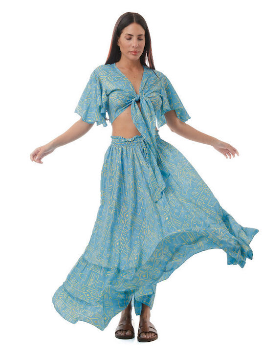 Set mit Maxi Rock Turquoise