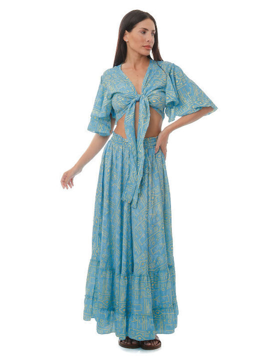 Set mit Maxi Rock Turquoise