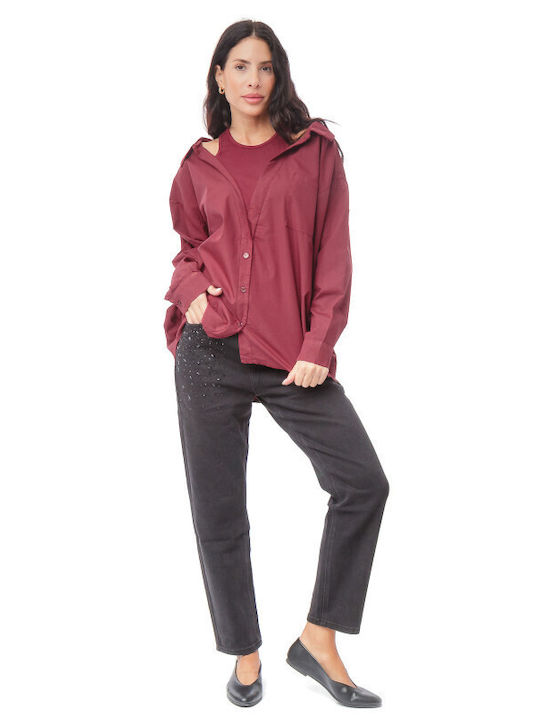 Women's Long Sleeve Shirt Bordeaux
