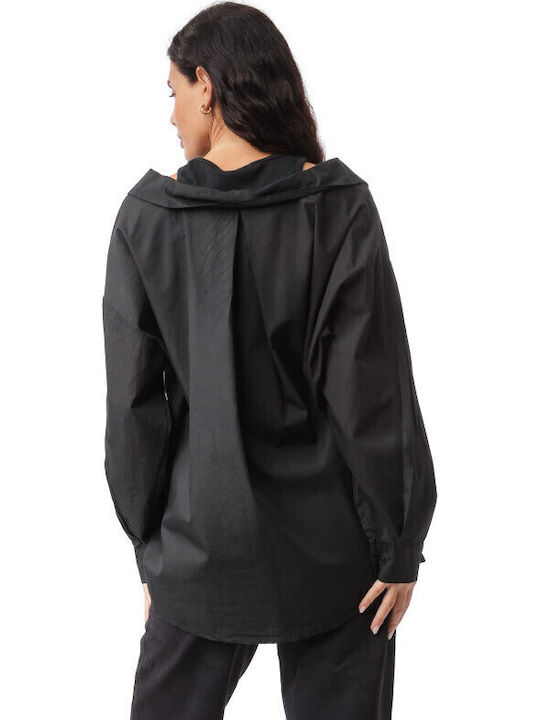 Langärmelig Damen Hemd Black