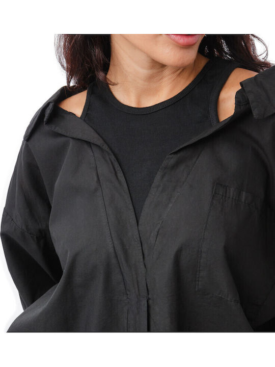 Langärmelig Damen Hemd Black
