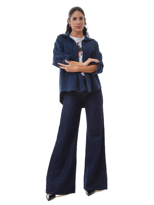 Langärmelig Damen Hemd Dark Blue