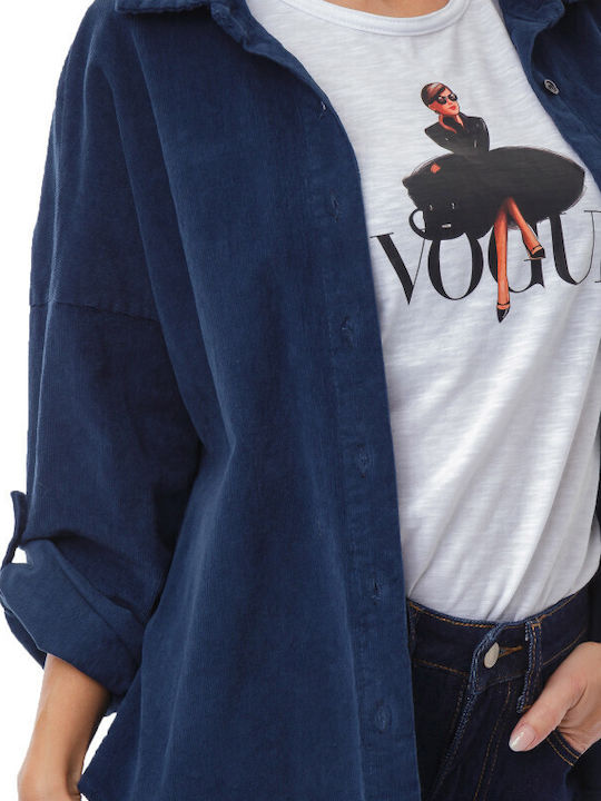 Langärmelig Damen Hemd Dark Blue