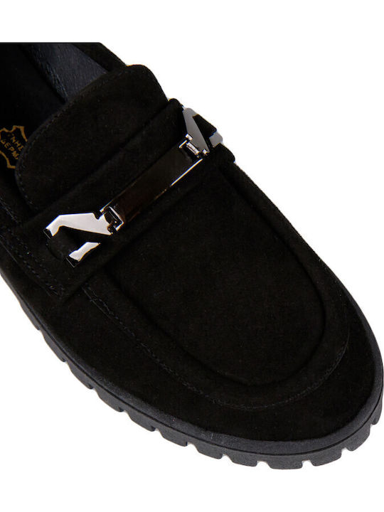 Δερμάτινα Γυναικεία Loafers σε Μαύρο Χρώμα