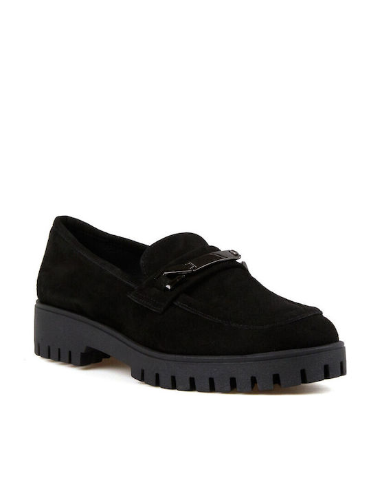 Δερμάτινα Γυναικεία Loafers σε Μαύρο Χρώμα