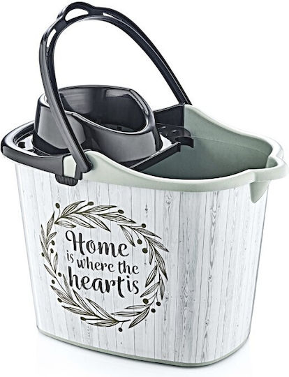 Viosarp Mop Bucket with Wringer and Wheels Plastic White