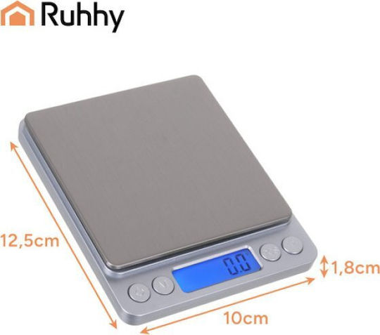 Ruhhy Digitale Küchenwaage mit Eimer bis 2kg Grau