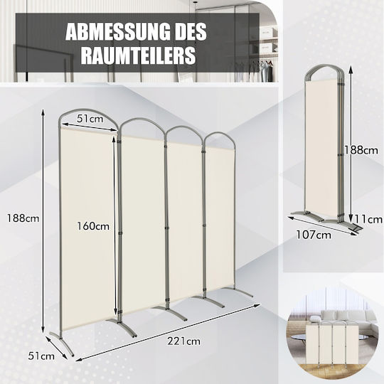 Costway Dekorativer Raumteiler Metall White 221x188cm