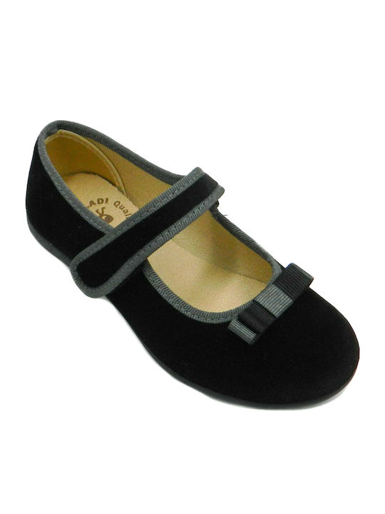 Kids Ballerinas with Hoop & Loop Closure Black
