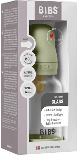Bibs Glass Baby Bottles Anti-colic Set with Rubber Teat for 0+ Months Green 120ml