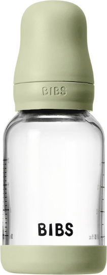 Bibs Glass Baby Bottles Anti-colic Set with Rubber Teat for 0+ Months Green 120ml