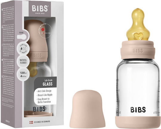 Bibs Σετ Γυάλινα Μπιμπερό Κατά των Κολικών με Θηλή Καουτσούκ για 0+ μηνών 120ml