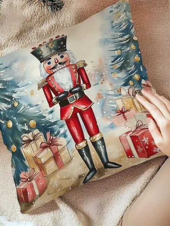 By Queen Limited Festive Edition Μαξιλαροθήκη Mε Καρυοθραύστη Kαι Δώρα 45x45εκ