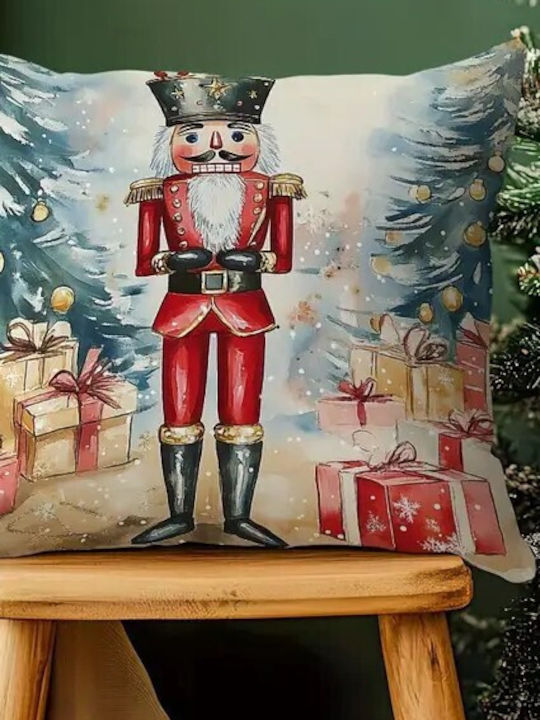 By Queen Limited Festive Edition Μαξιλαροθήκη Mε Καρυοθραύστη Kαι Δώρα 45x45εκ