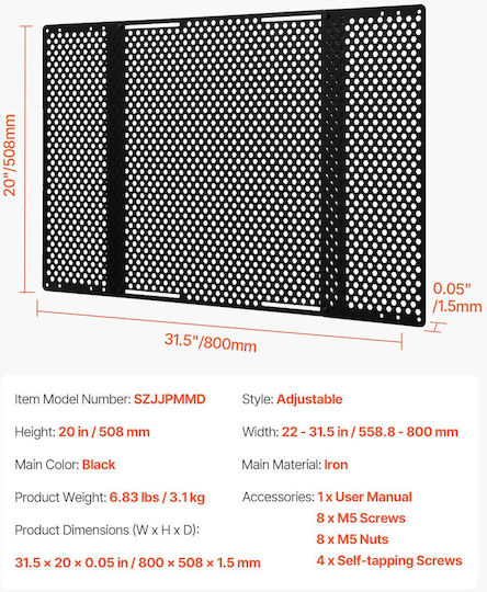 Vevor Πόρτα Σκύλου σε Μαύρο Χρώμα 31.5 x 31.5εκ.